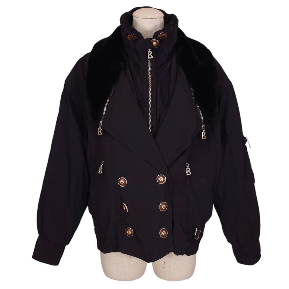 Bogner Sz 6 Full Zip Short Jacket Outdoor Coat Double Breasted Faux Fur Fleece